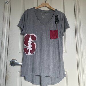 NEW Colosseum Womens STANFORD V-Neck Tee NWT XL Gray Red
